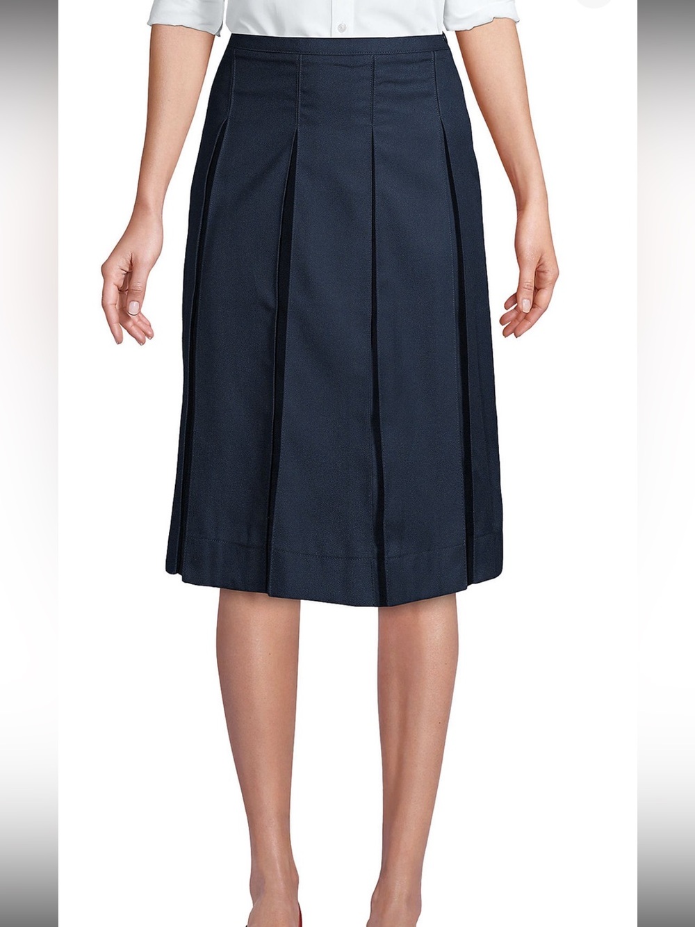 Lands End School Uniform Women’s Box Pleat Skirt - Classic Navy